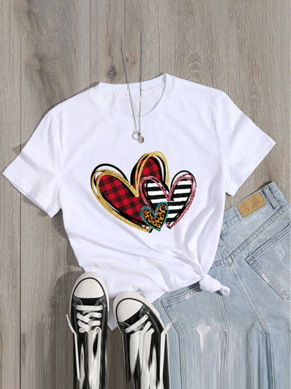 White Women's Heart Graphic T-Shirt, Athletic Clothes and Fitness Wear