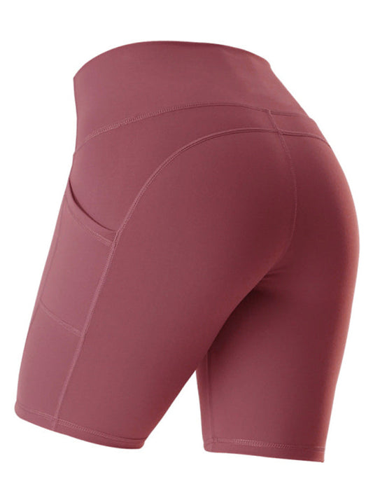 Red Women's Sports Shorts with Pockets, Athletic Clothes and Fitness Wear