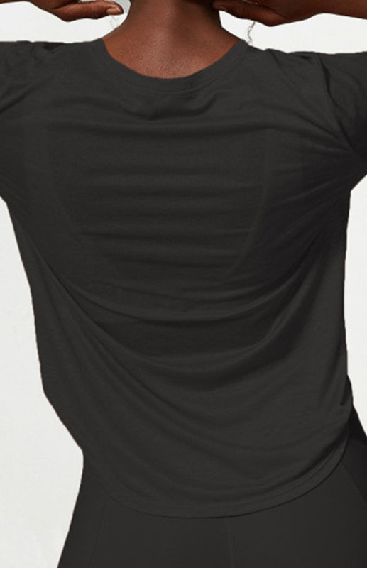 Black Women's Long Sleeve Sports Shirt, Athletic Clothes and Fitness Wear