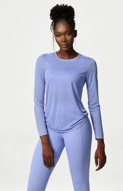 Purple Women's Long Sleeve Sports Shirt, Athletic Clothes and Fitness Wear