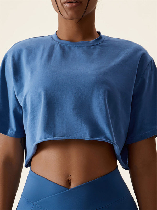 Blue Women's Crop Top, Gym Clothes and Athletic Wear