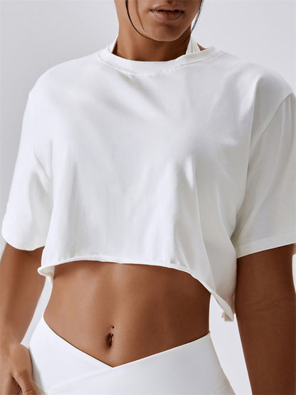 White Women's Crop Top, Gym Clothes and Athletic Wear