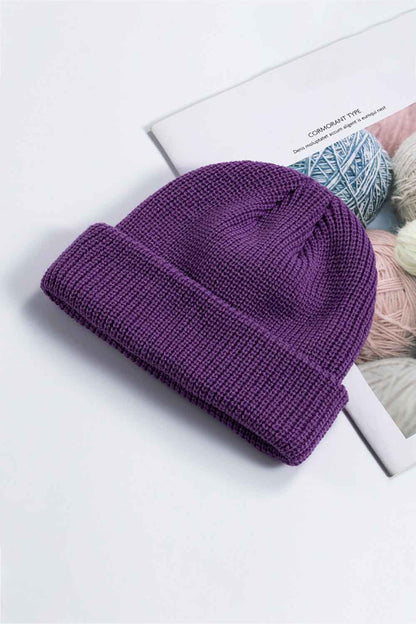 Purple Unisex Knit Cuff Beanie, Gym Accessories and Fitness Accessory