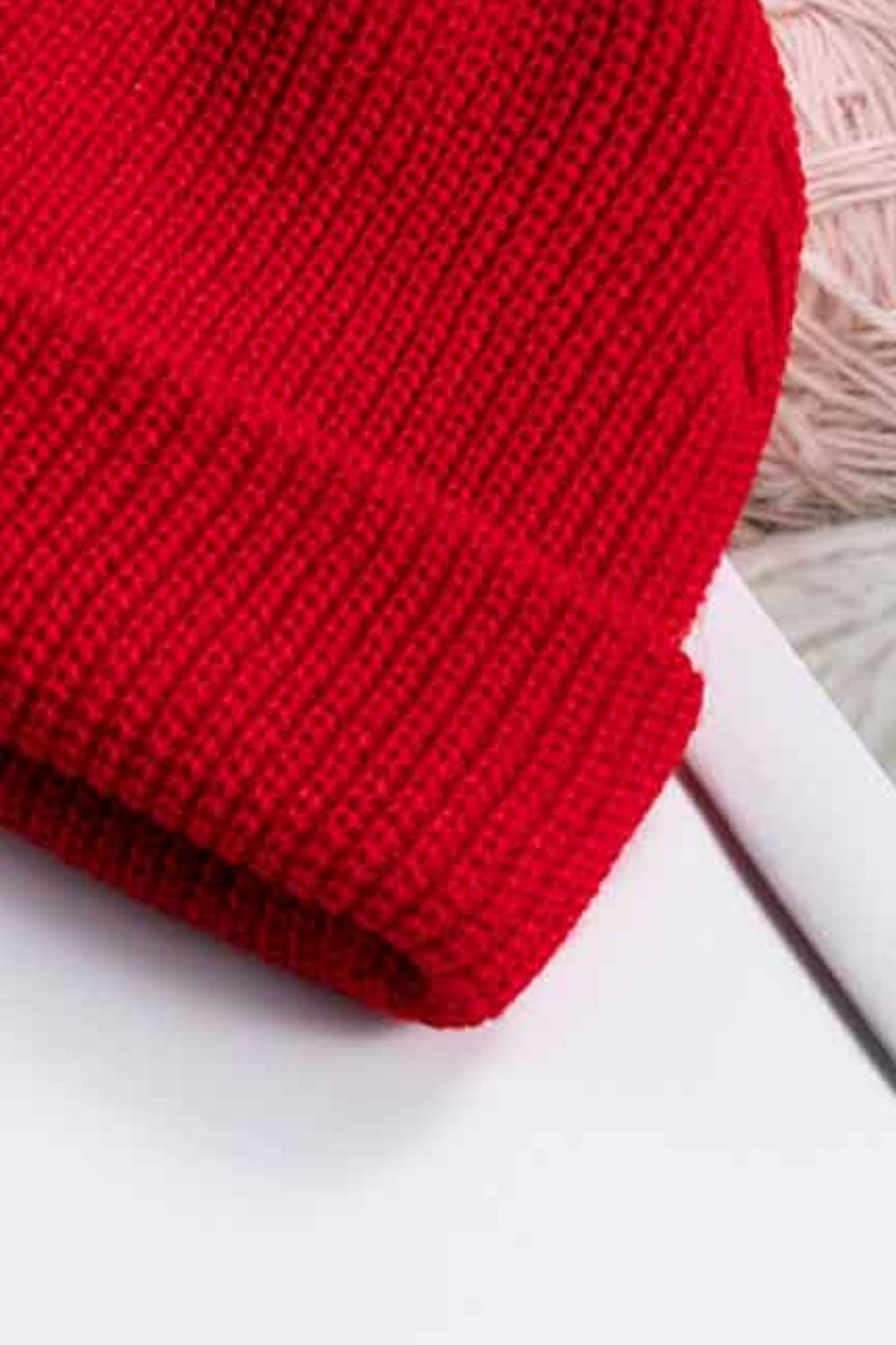 Red Unisex Knit Cuff Beanie, Gym Accessories and Fitness Accessory