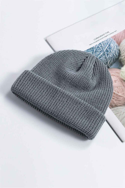 Grey Unisex Knit Cuff Beanie, Gym Accessories and Fitness Accessory