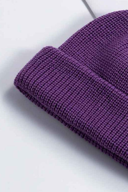 Purple Unisex Knit Cuff Beanie, Gym Accessories and Fitness Accessory