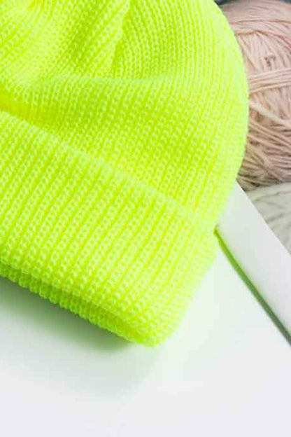 Lime Green Unisex Knit Cuff Beanie, Gym Accessories and Fitness Accessory