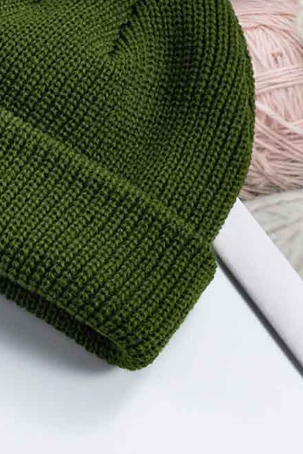 Green Unisex Knit Cuff Beanie, Gym Accessories and Fitness Accessory