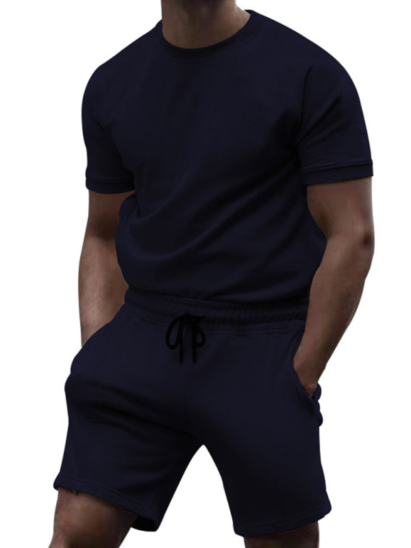Dark Purple Men’s Short Sleeve and Shorts Matching Set, Gym Clothes and Athletic Wear
