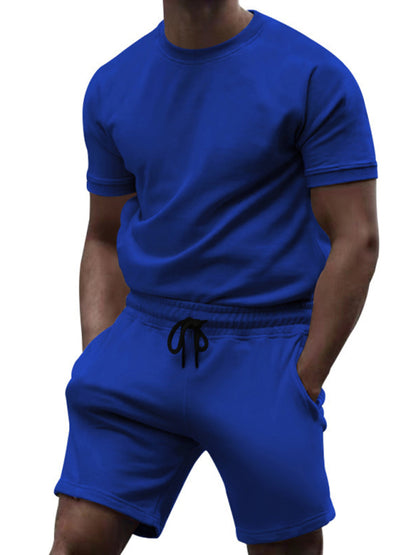 Royal Blue Men’s Short Sleeve and Shorts Matching Set, Gym Clothes and Athletic Wear